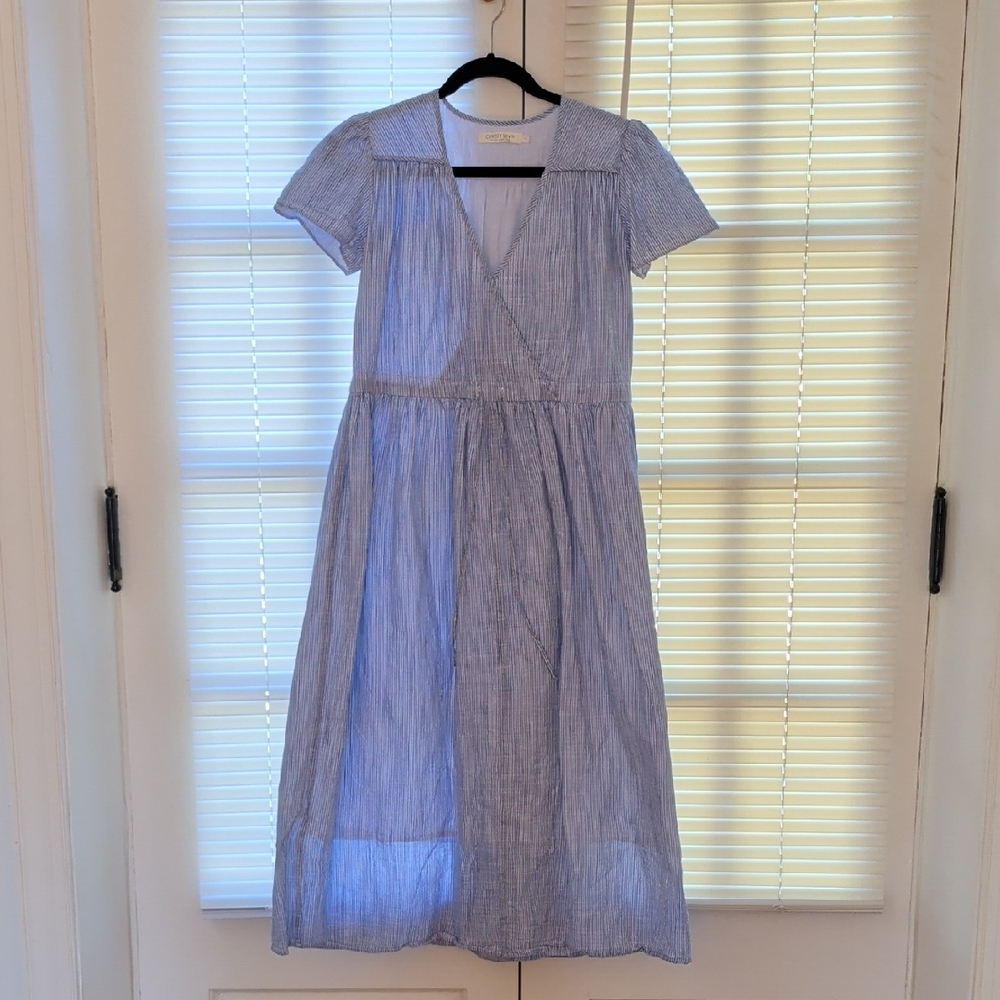 Christy Dawn Blue and White Striped Midi Dress